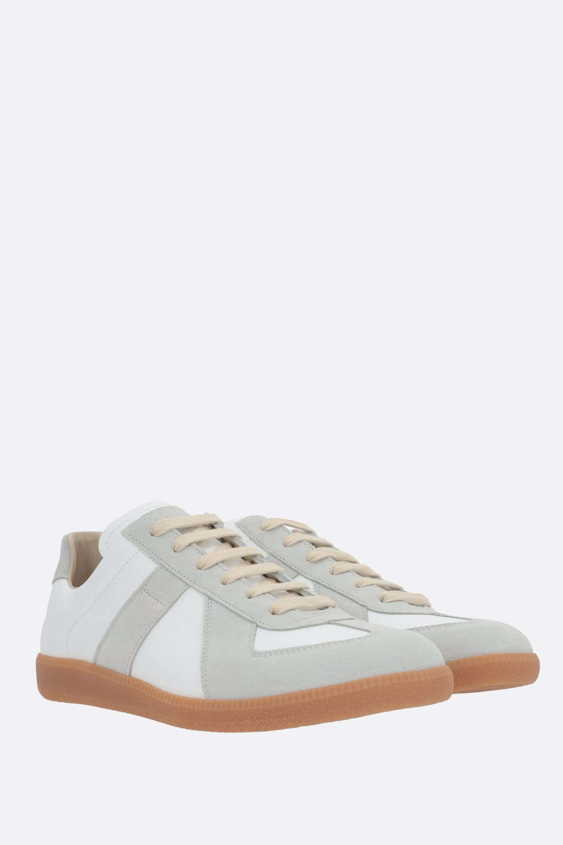 Replica smooth leather and suede sneakers