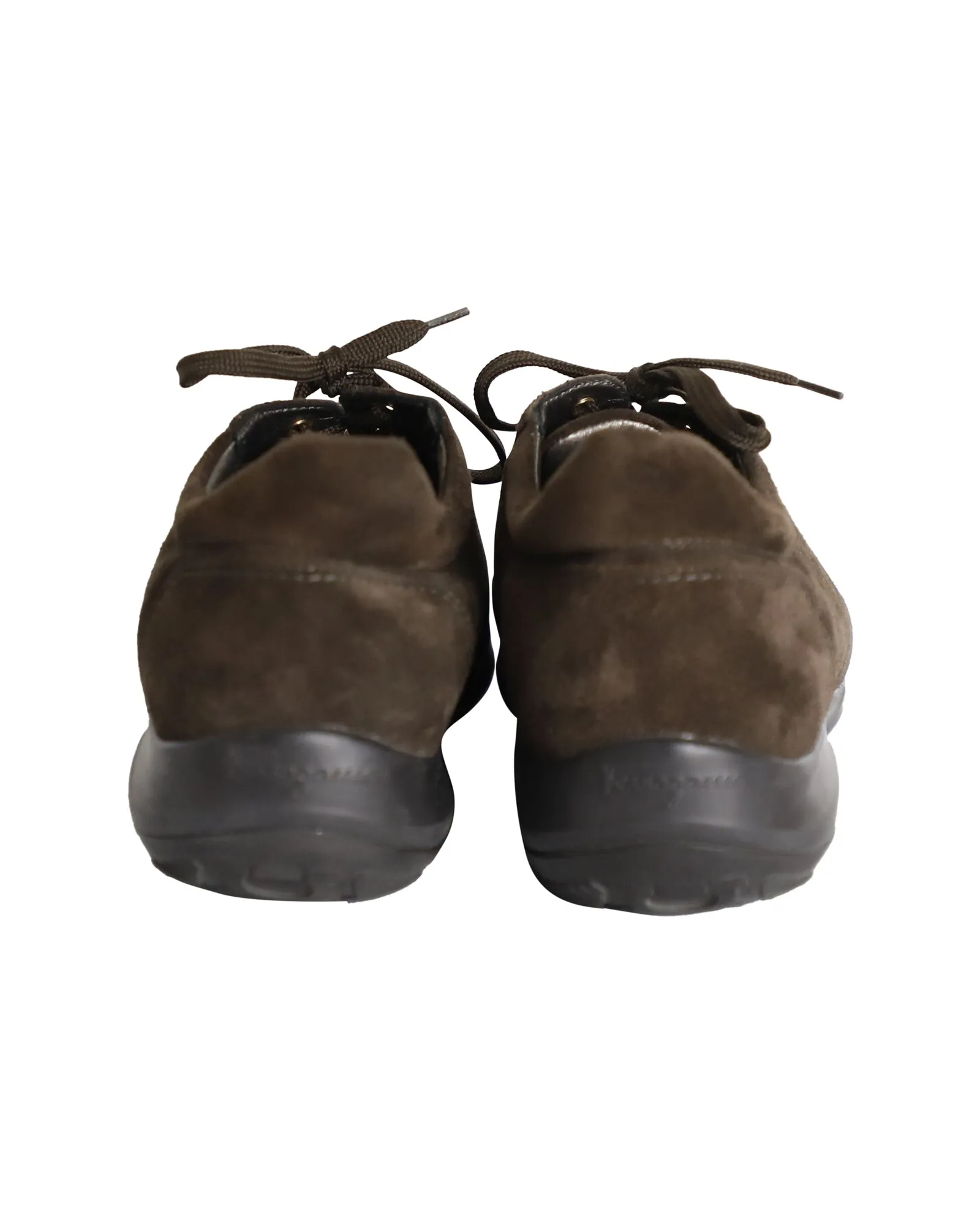 Salvatore Ferragamo Lace-Up Sneakers in Brown Suede