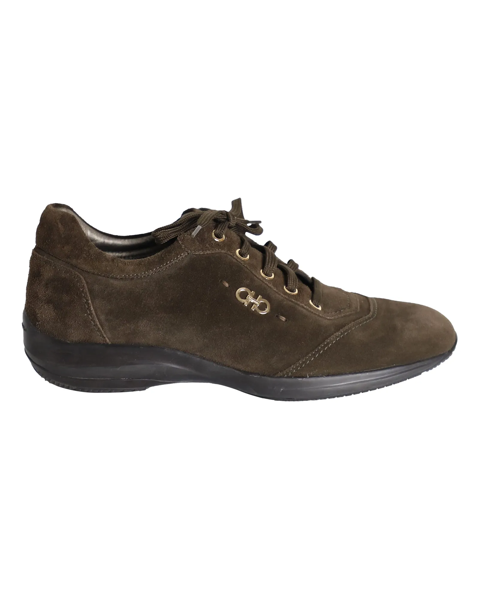 Salvatore Ferragamo Lace-Up Sneakers in Brown Suede
