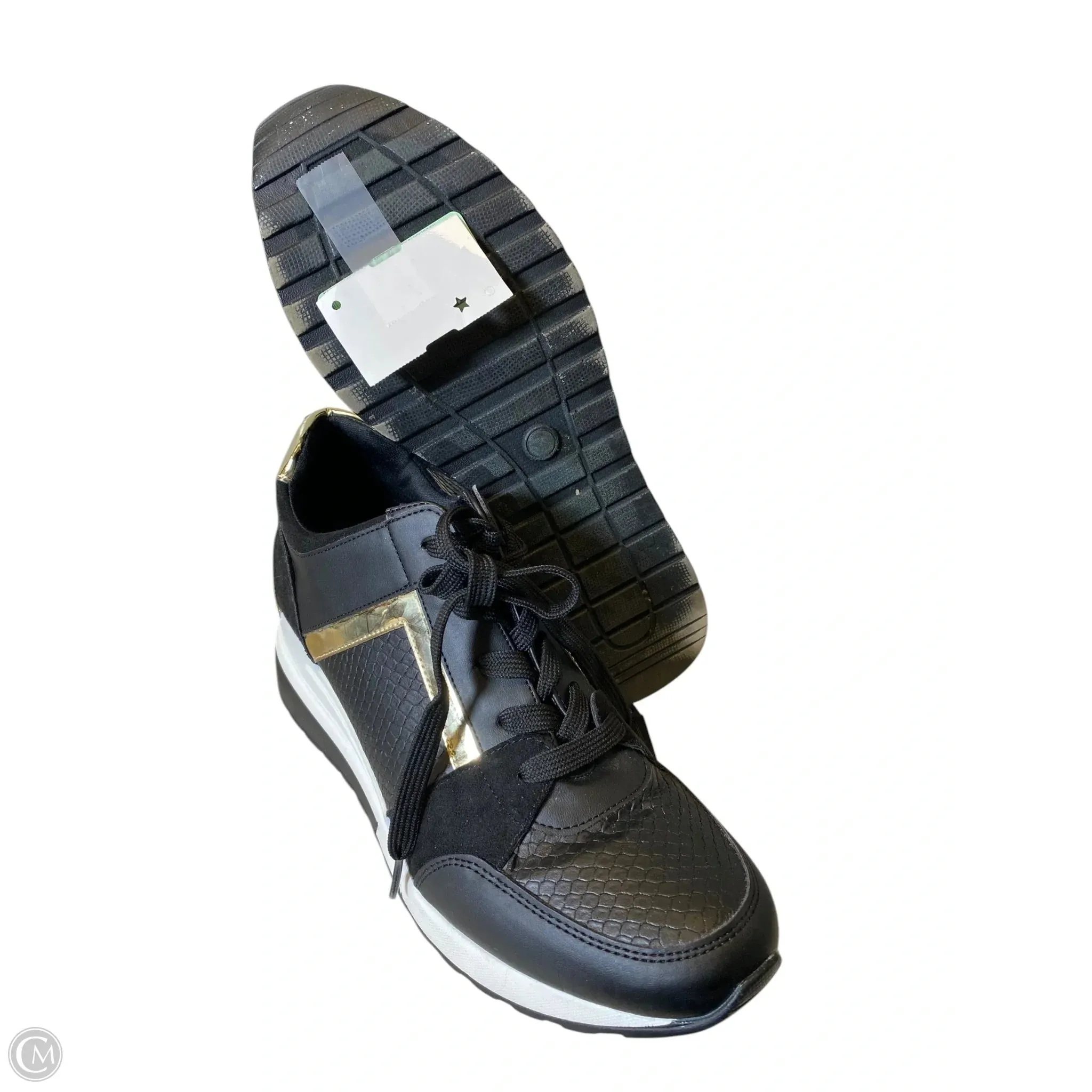 Shoes Sneakers By Clothes Mentor In Black & Gold, Size: 9.5