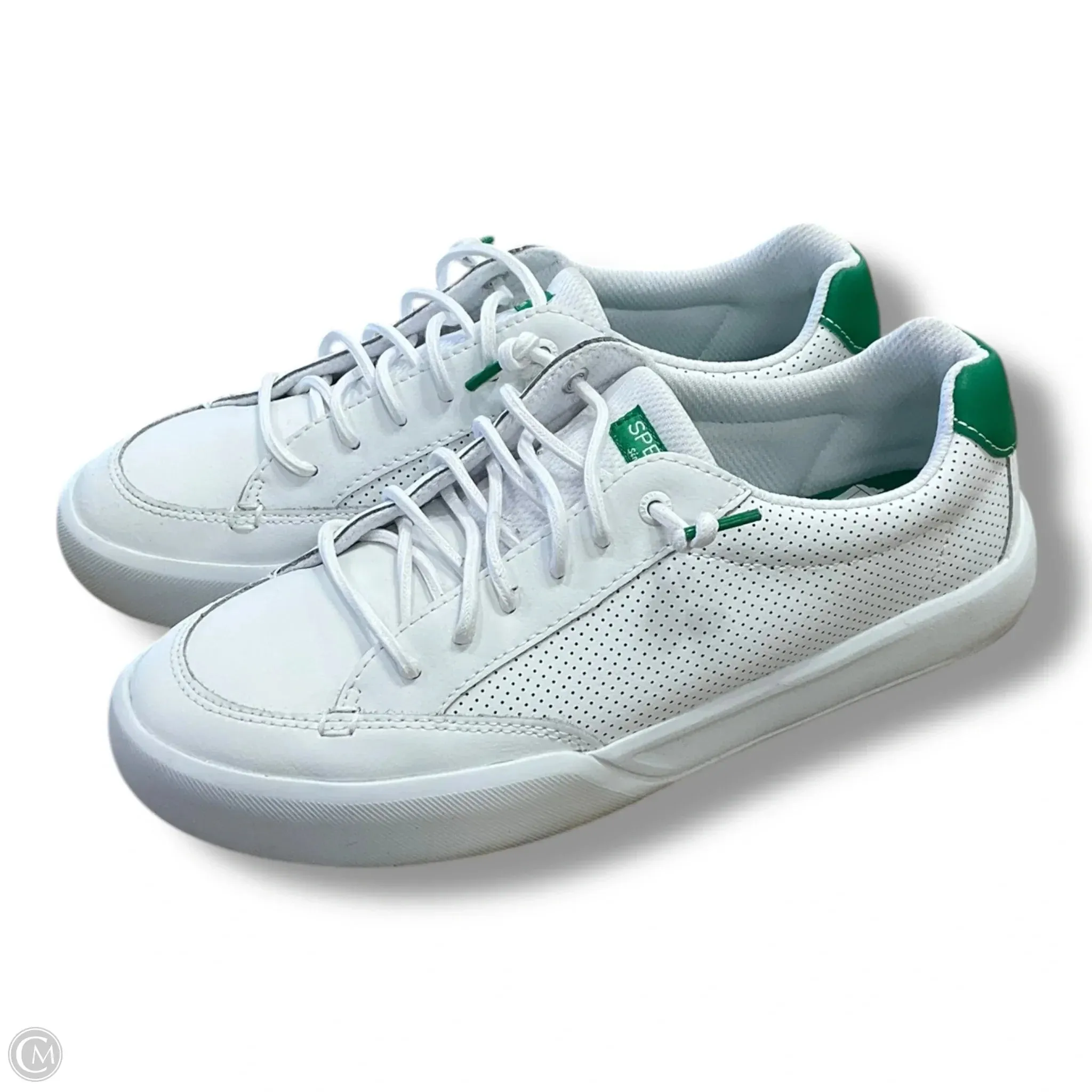 Shoes Sneakers By Sperry In Green & White, Size: 9.5
