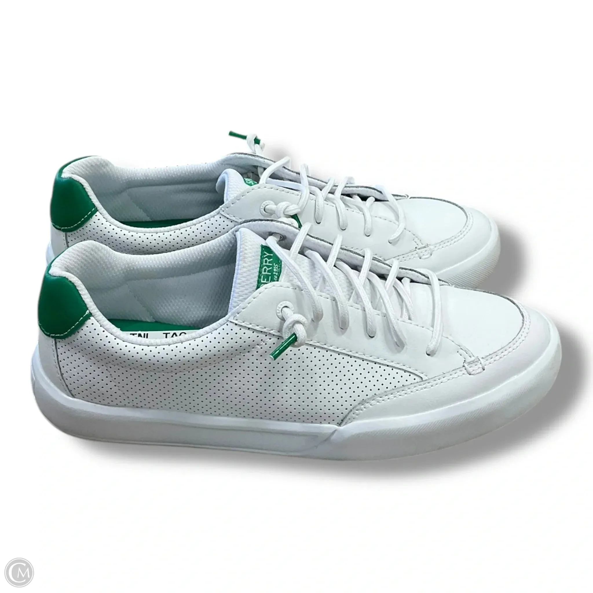 Shoes Sneakers By Sperry In Green & White, Size: 9.5