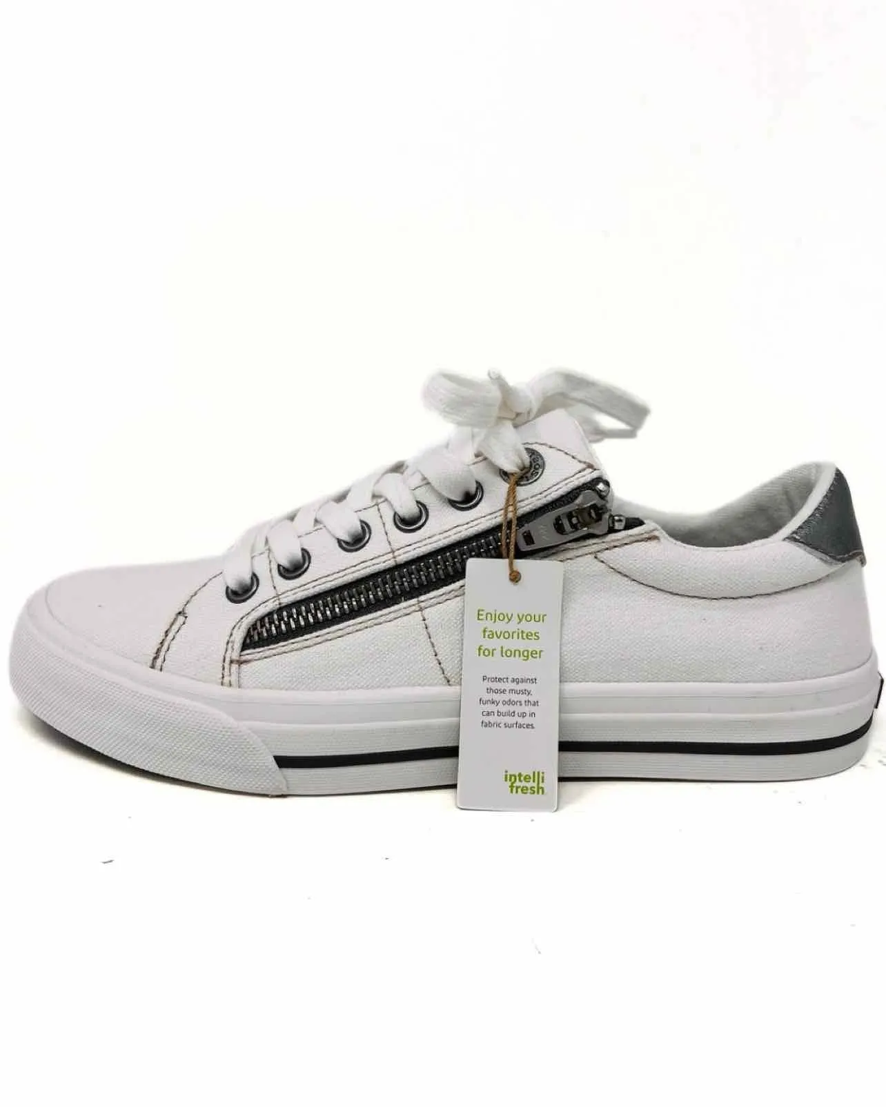 Taos Size 7 White/Silver Zipper Lace-Up W/ BOX!!! Shoes Sneakers