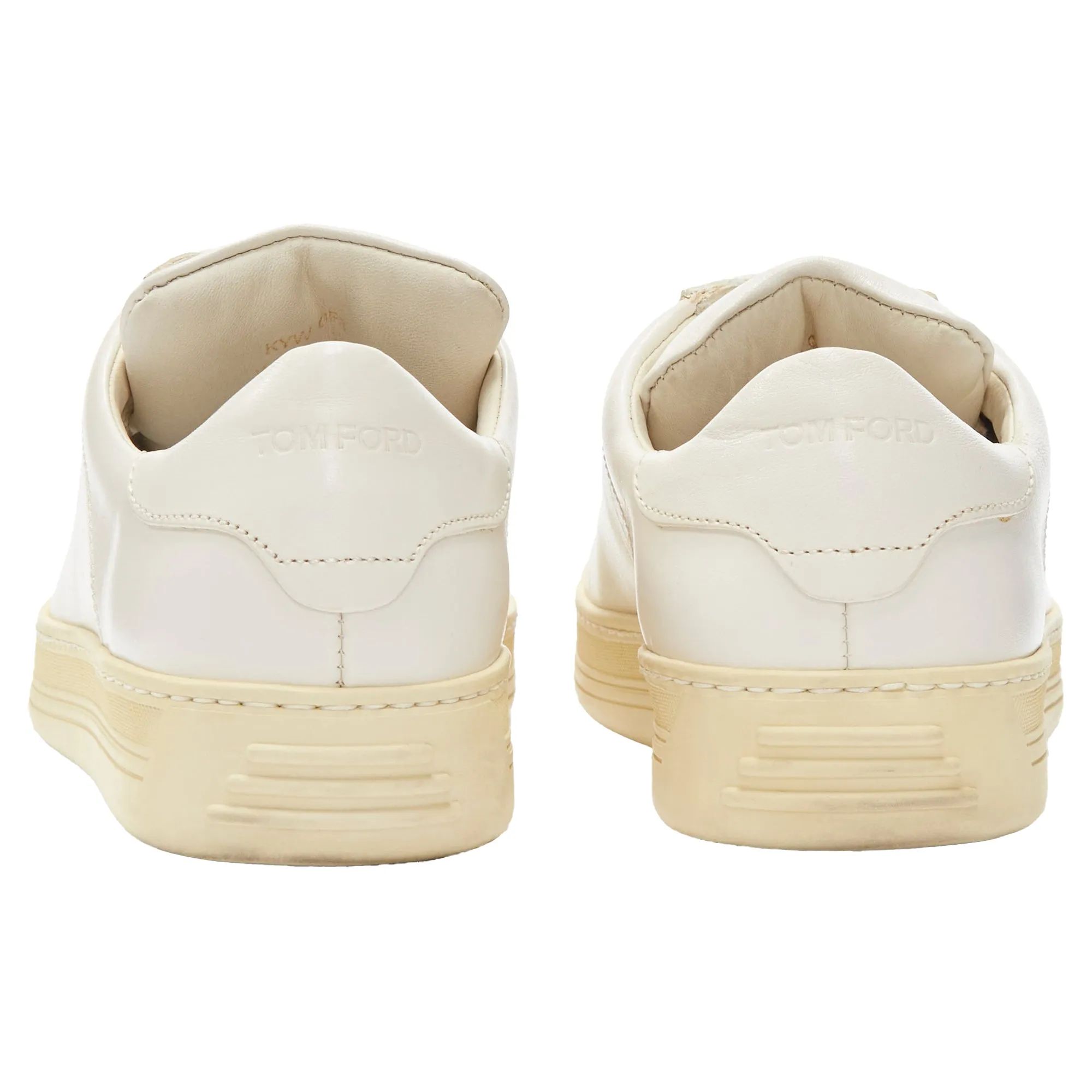 Tom Ford tf logo stiff leather minimal classic lace up sneakers