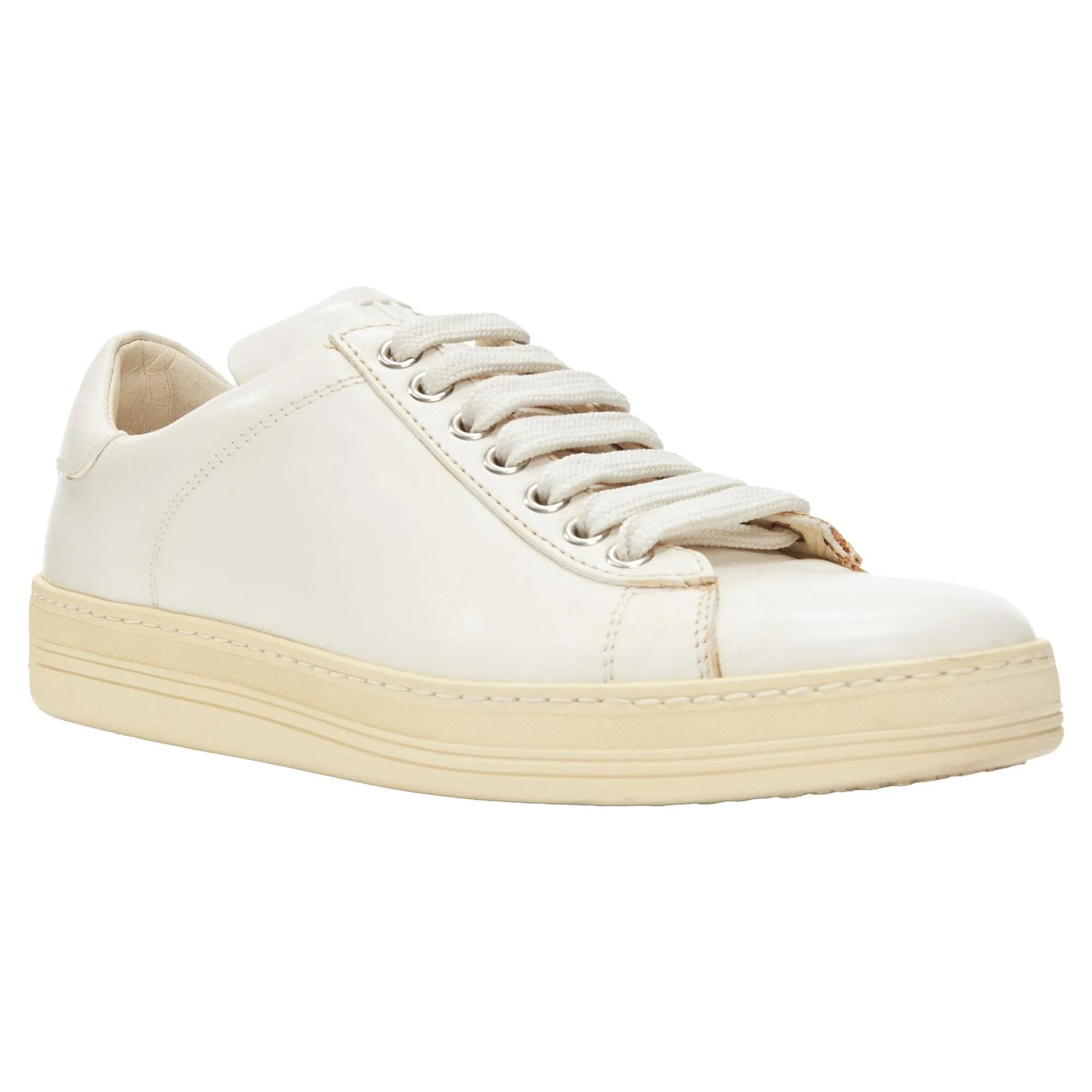 Tom Ford tf logo stiff leather minimal classic lace up sneakers