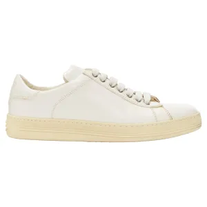 Tom Ford tf logo stiff leather minimal classic lace up sneakers