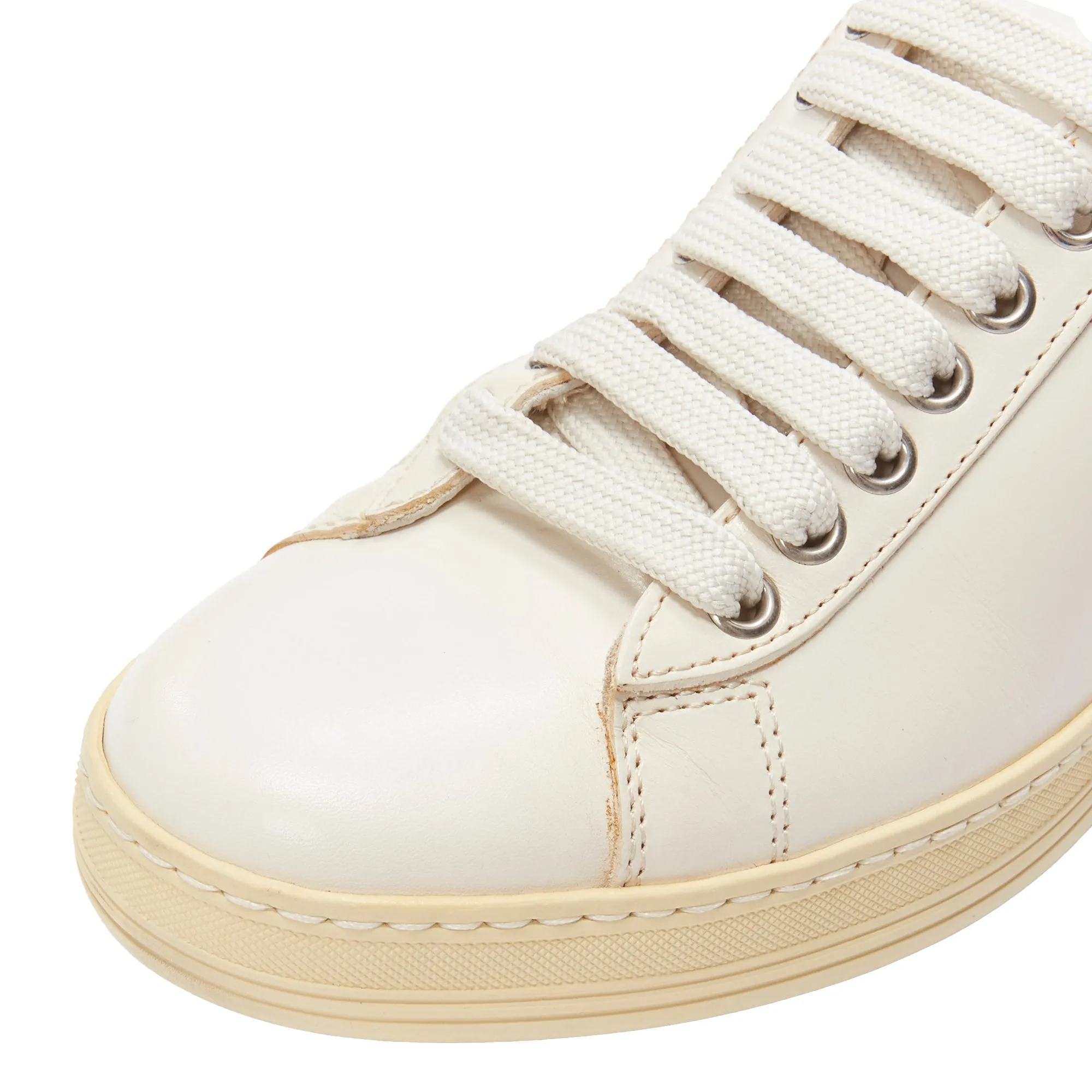 Tom Ford tf logo stiff leather minimal classic lace up sneakers