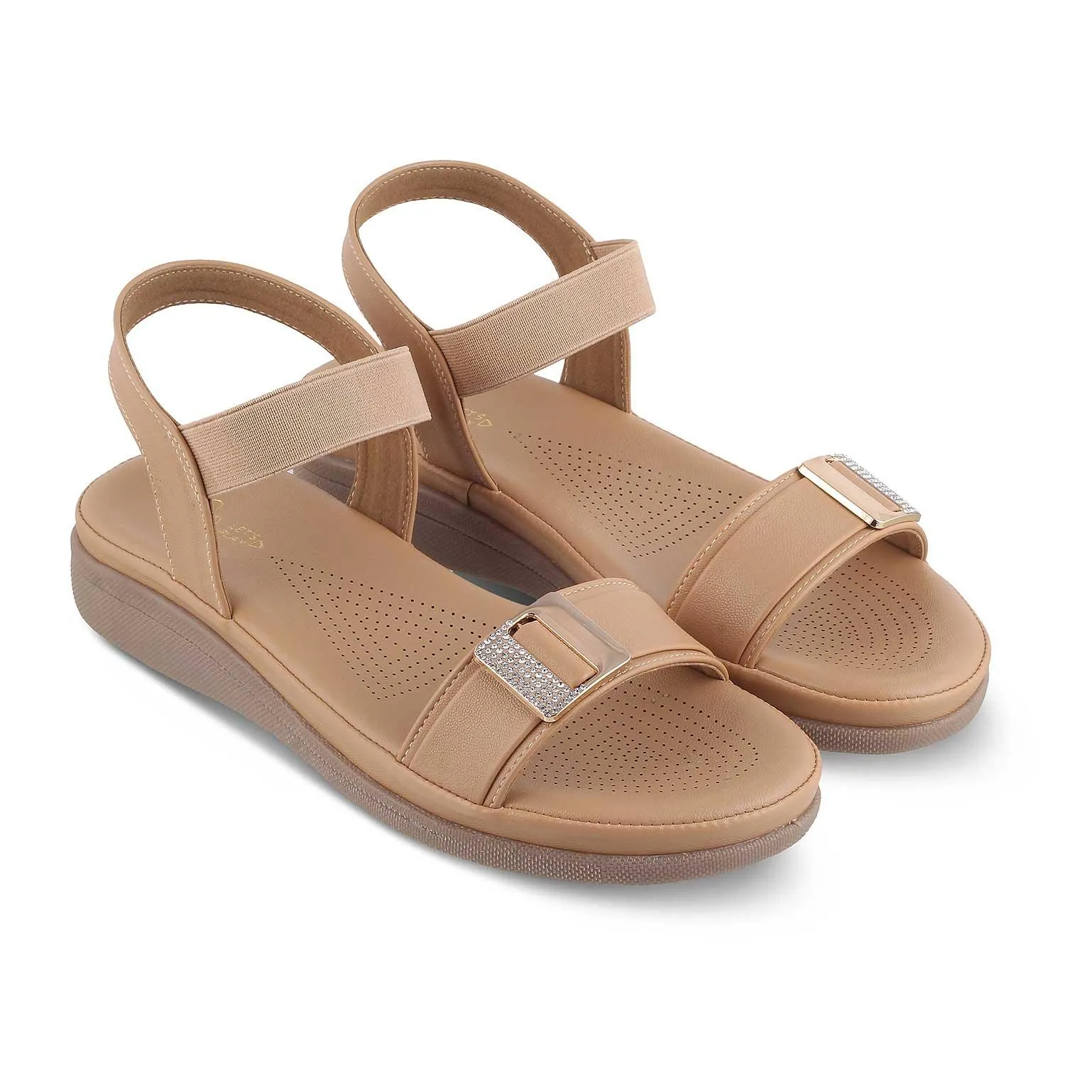 Tresmode Stepi Beige Women's Casual Platform Flats