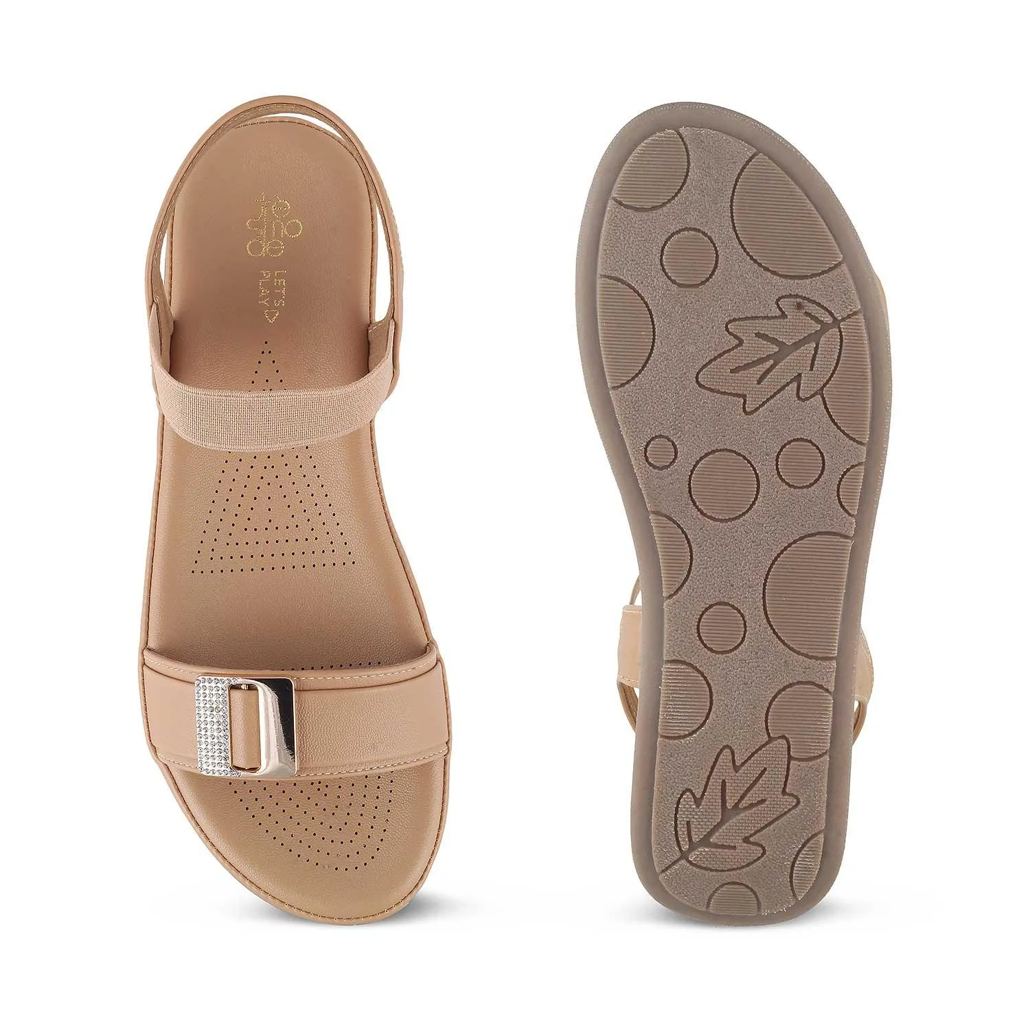 Tresmode Stepi Beige Women's Casual Platform Flats
