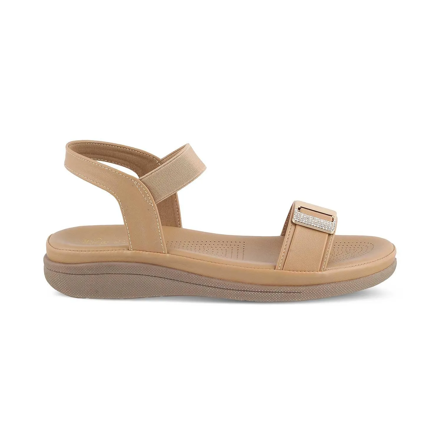 Tresmode Stepi Beige Women's Casual Platform Flats
