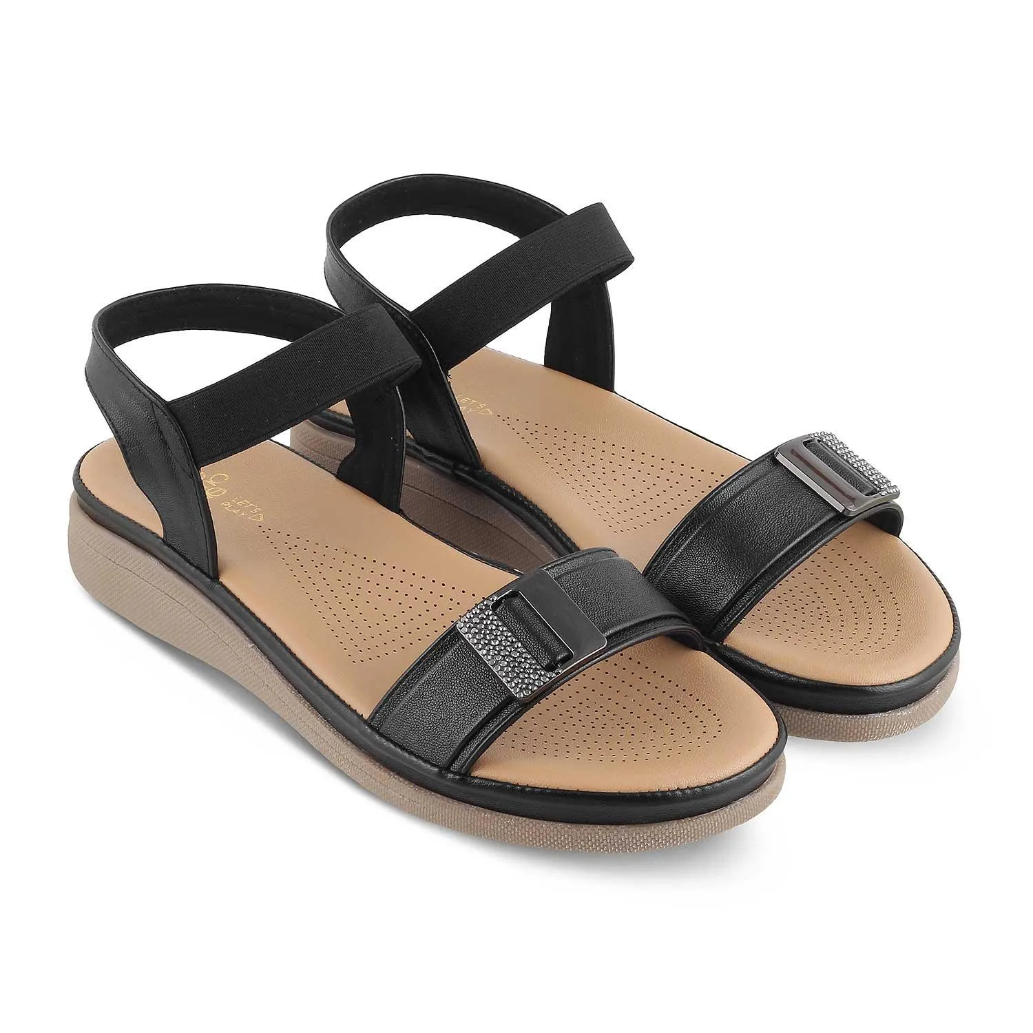 Tresmode Stepi Black Women's Casual Platform Flats
