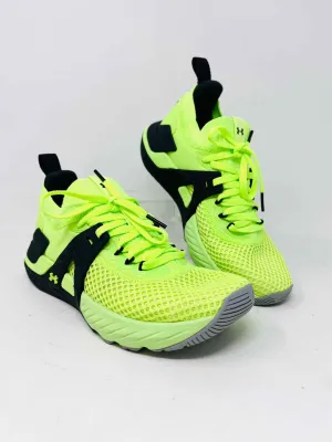 Under Armour Size 7 Neon Green/Black Lace-Up Mesh Shoes Sneakers