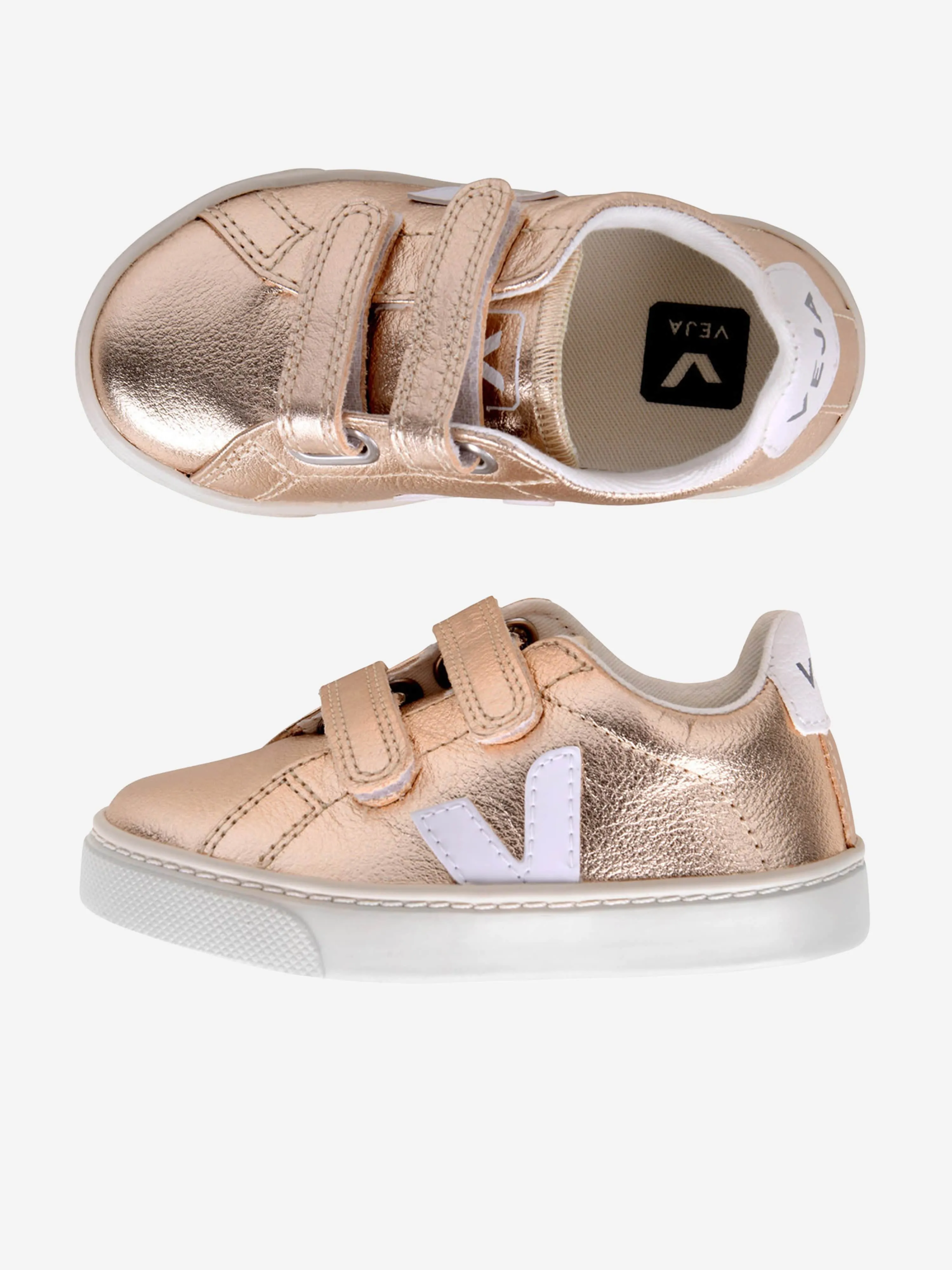 Veja Girls Small Esplar Velcro Trainers in Gold