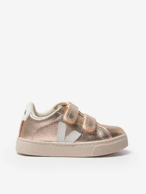 Veja Girls Small Esplar Velcro Trainers in Gold