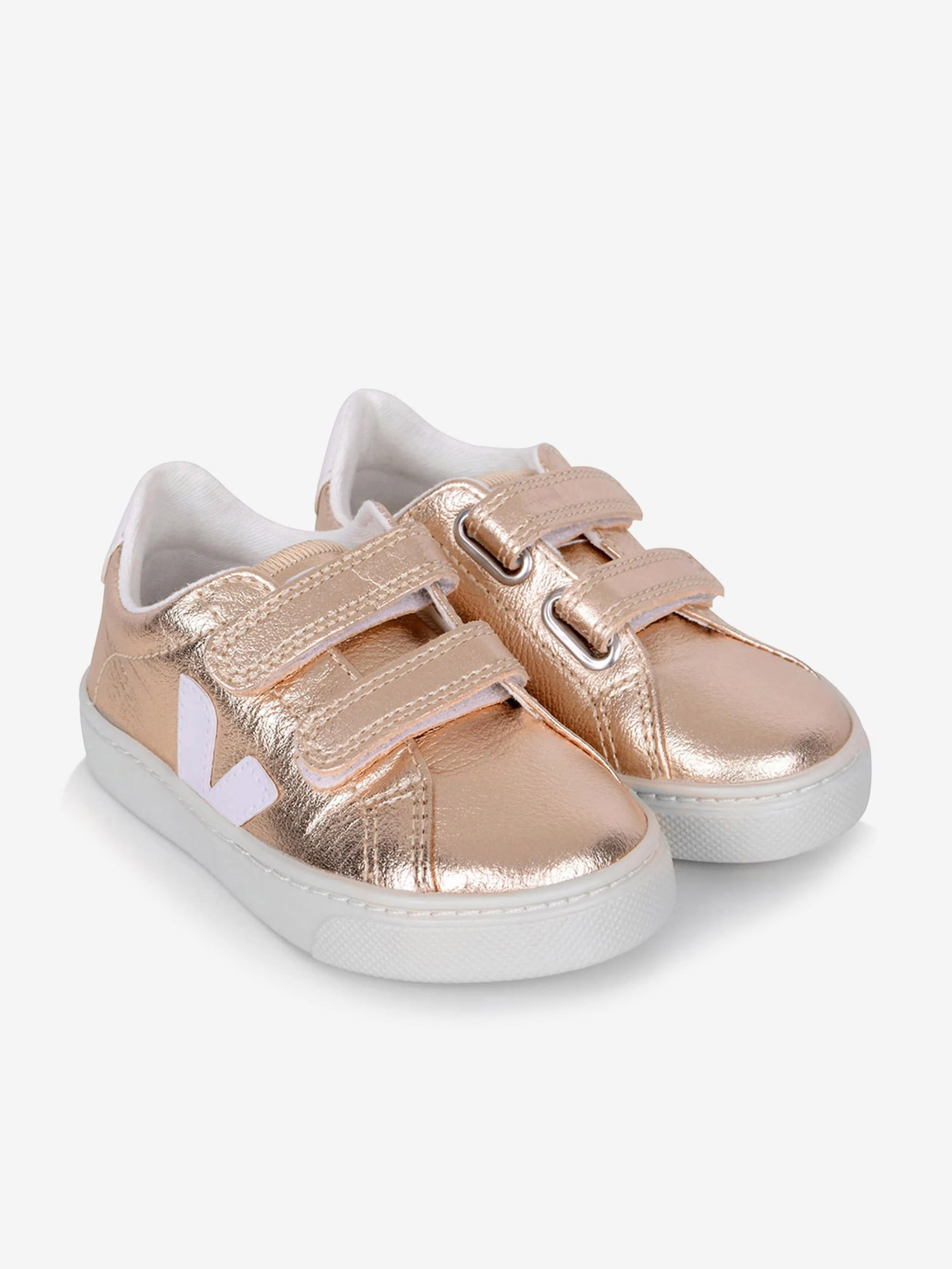 Veja Girls Small Esplar Velcro Trainers in Gold