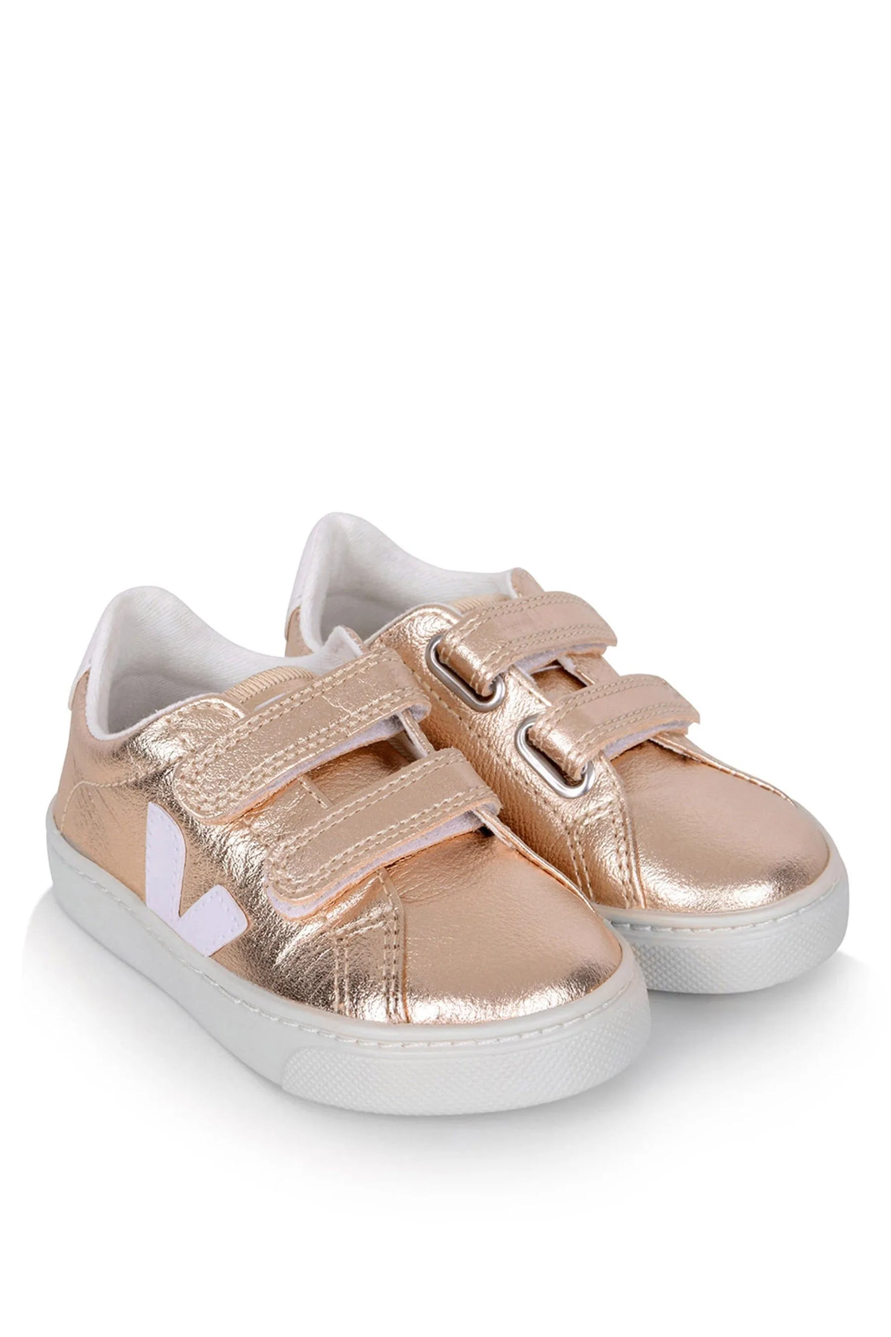 Veja Girls Small Esplar Velcro Trainers in Gold