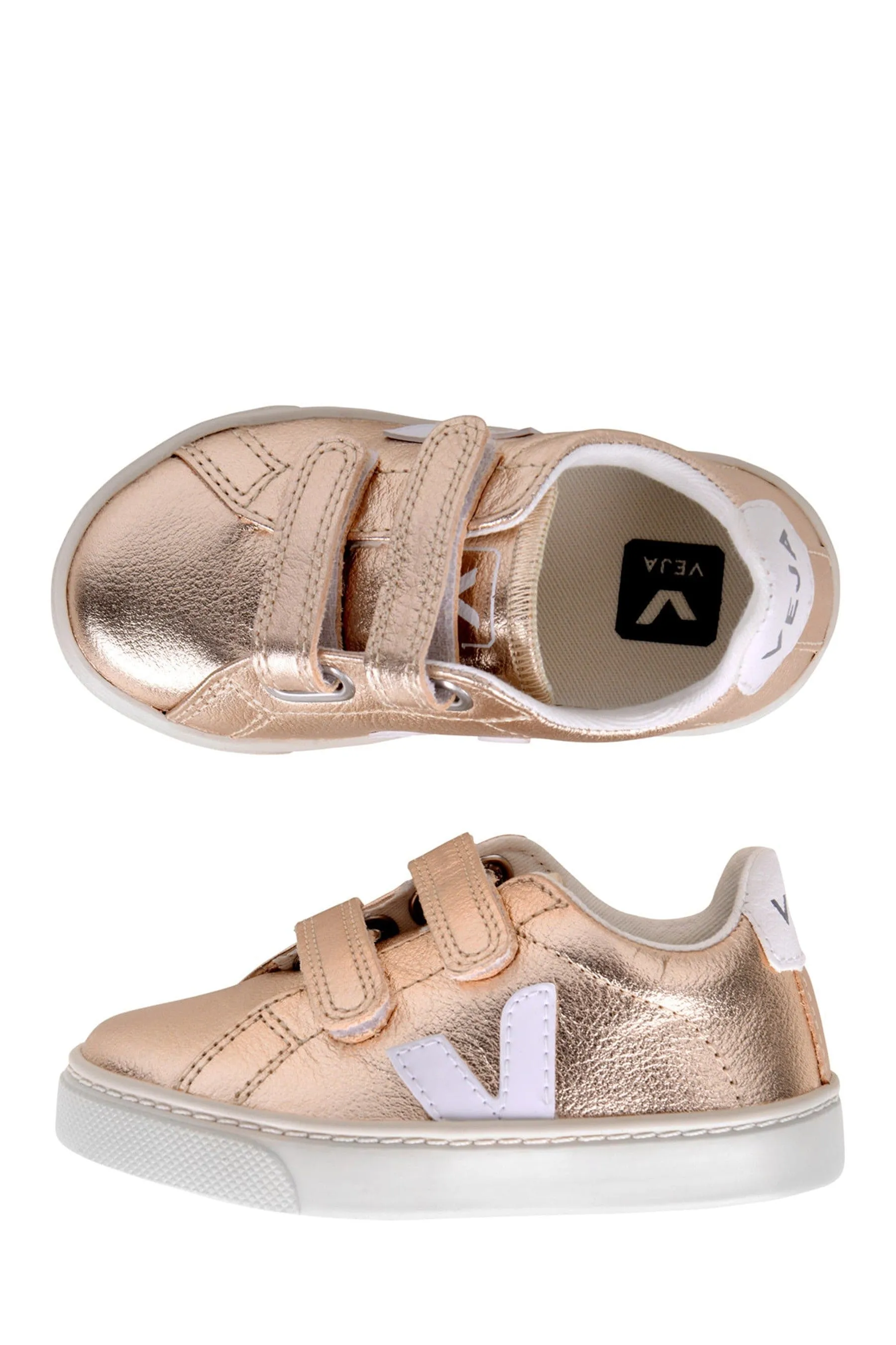 Veja Girls Small Esplar Velcro Trainers in Gold
