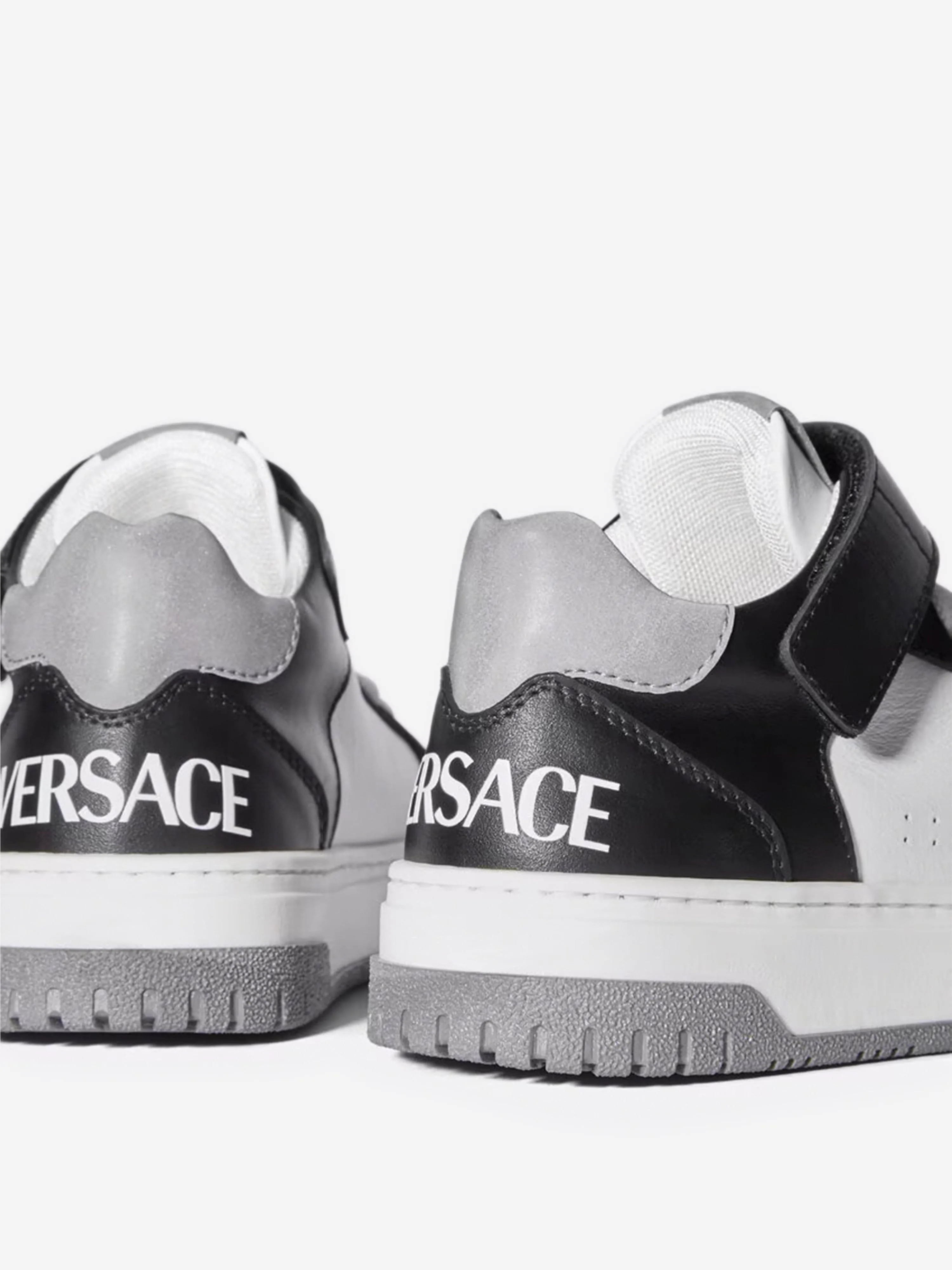 Versace Kids Leather Low Top Trainers in White