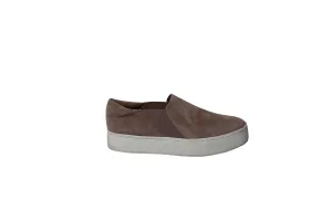 Vince Warren Platform Slip On Sneakers in Beige Suede