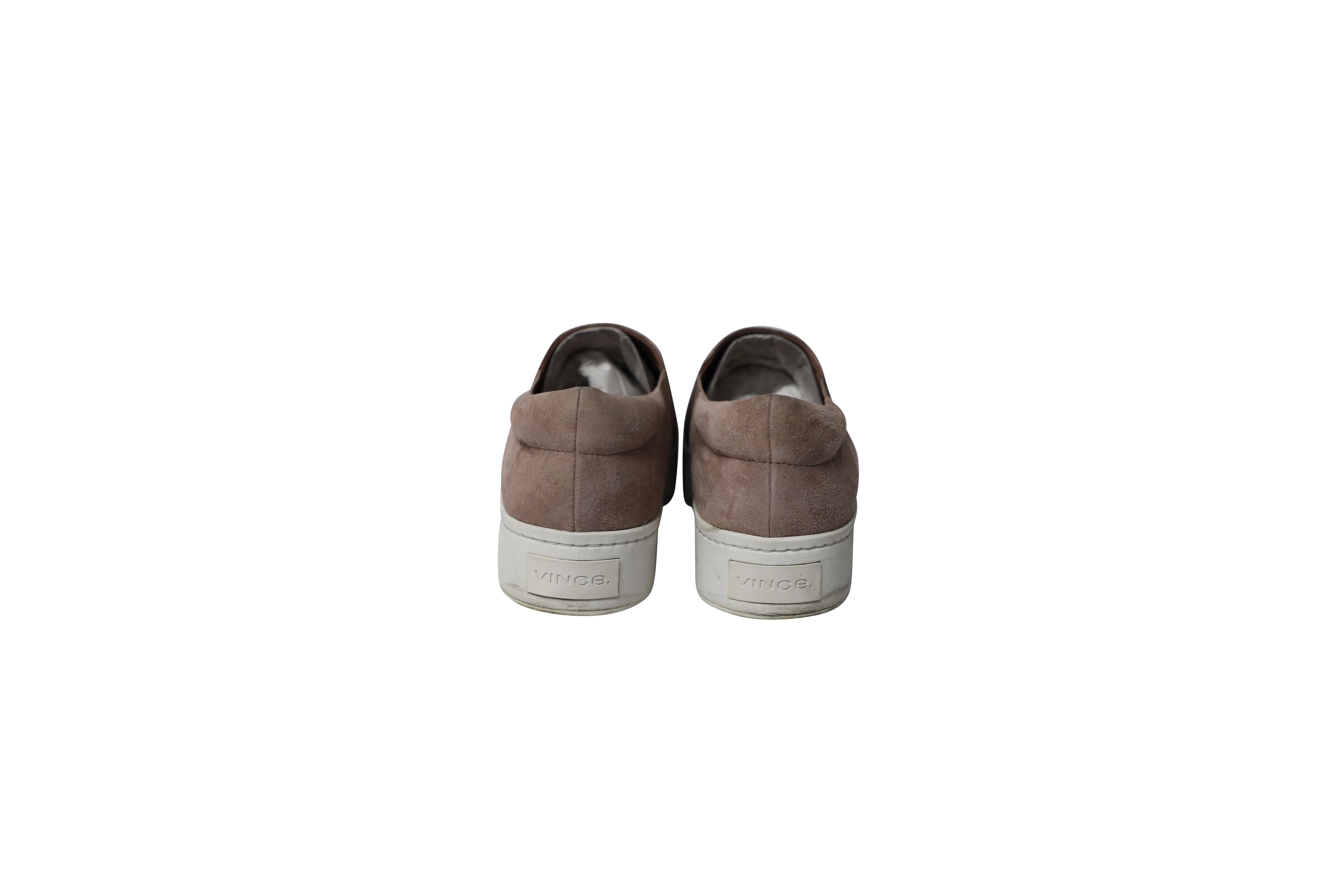 Vince Warren Platform Slip On Sneakers in Beige Suede