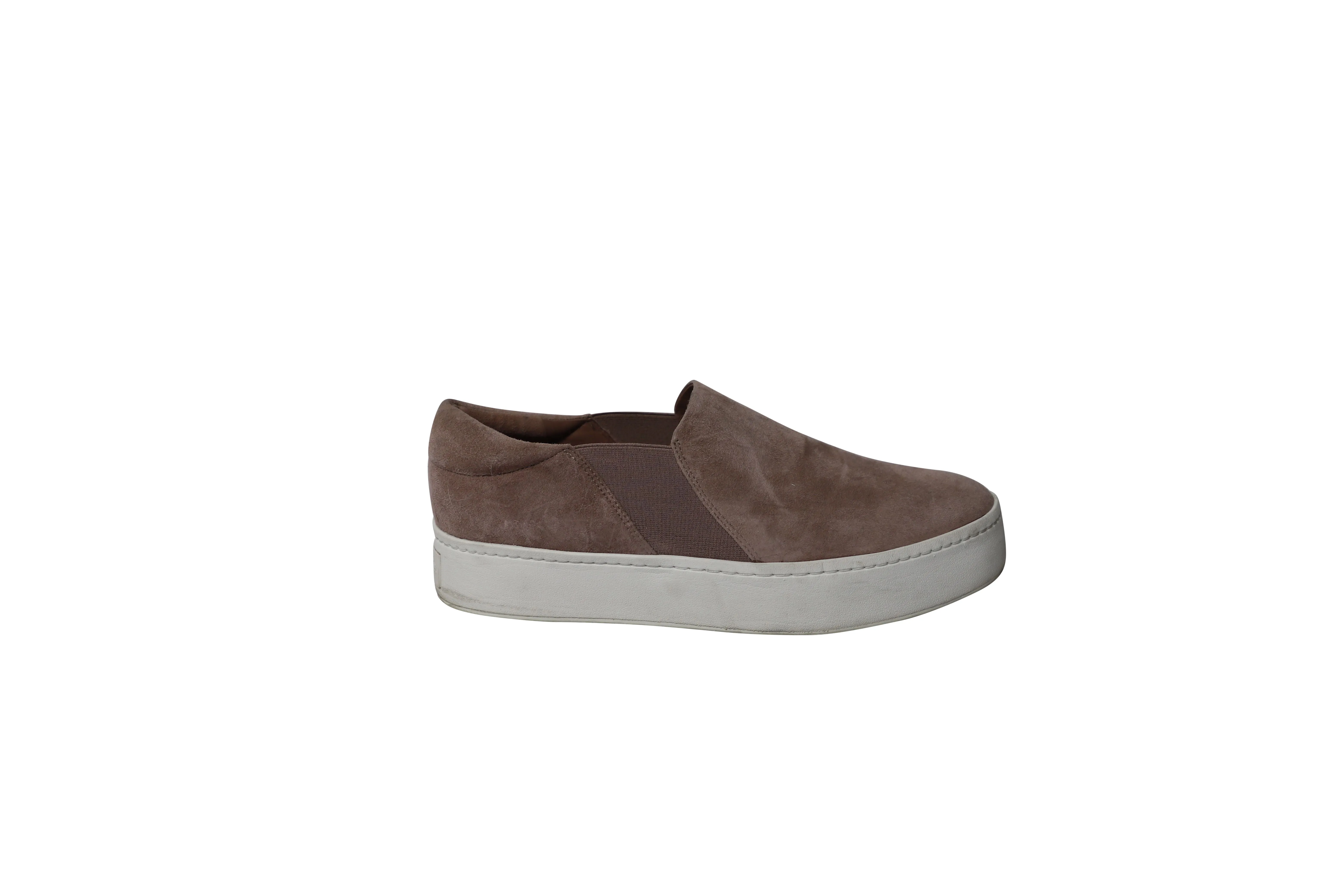 Vince Warren Platform Slip On Sneakers in Beige Suede