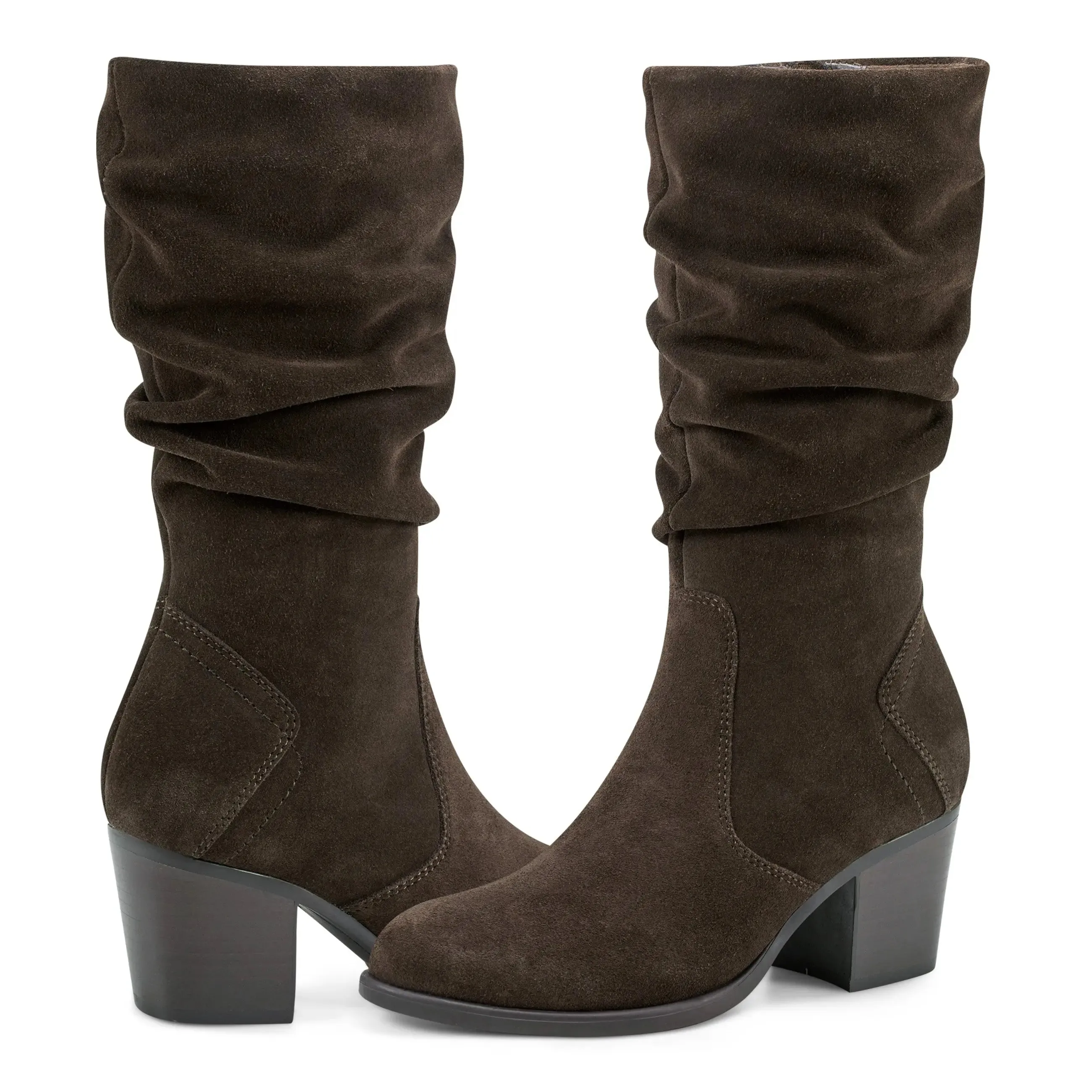 Vine Block Heel Almond Toe Casual Boots