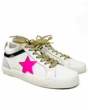 Vintage Havana Size 8 Wh/Pk/Gld Lace-Up Leather Shoes Sneakers