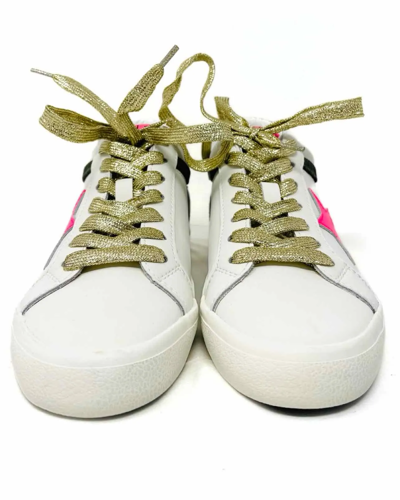 Vintage Havana Size 8 Wh/Pk/Gld Lace-Up Leather Shoes Sneakers