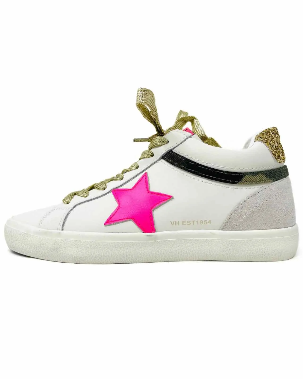Vintage Havana Size 8 Wh/Pk/Gld Lace-Up Leather Shoes Sneakers