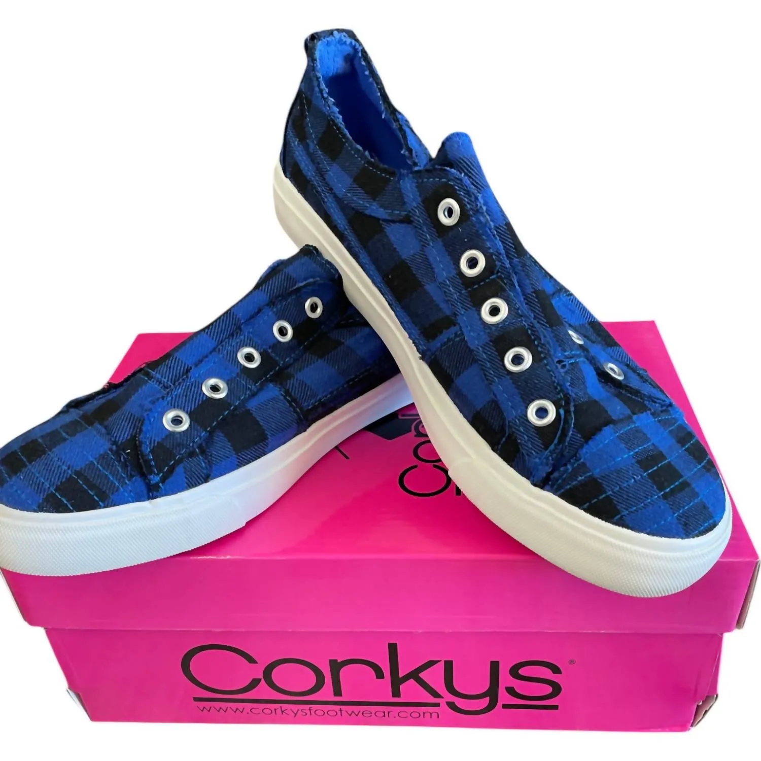Women's Babalu Canvas Shoes In Blue Plaid