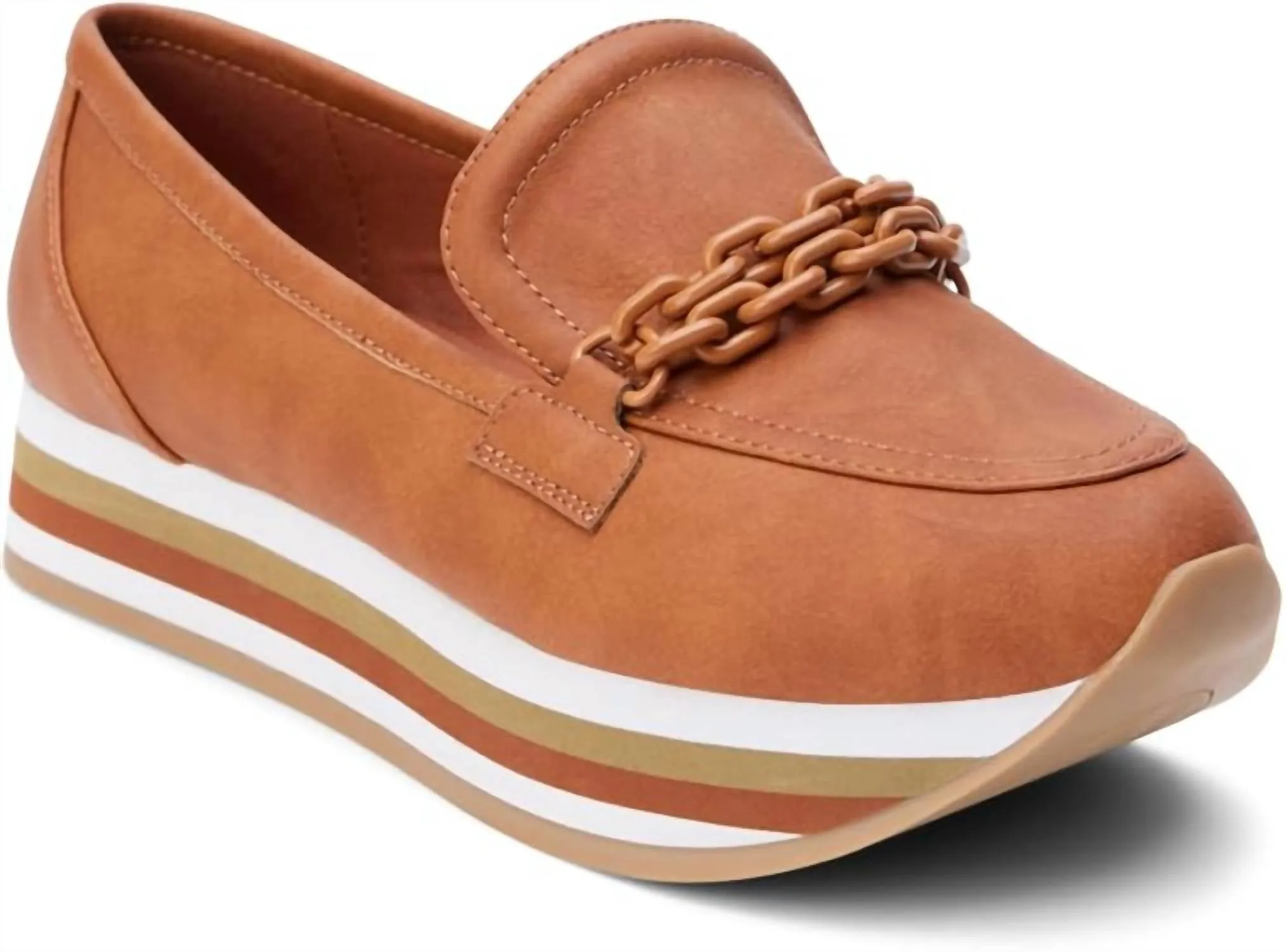 Women's Carleen Platform Loafer Shoes In Cognac
