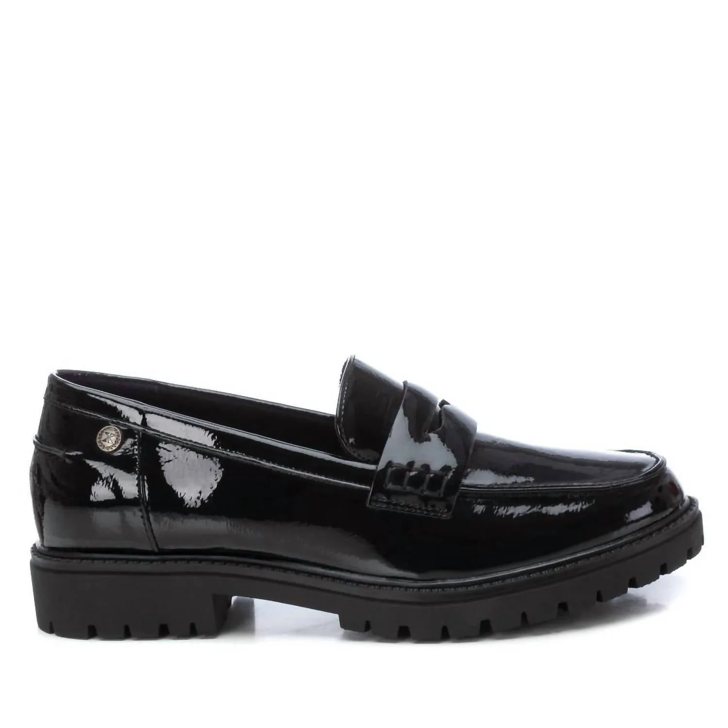 Women's Casual Patent Leather Moccasin Shoes In Black