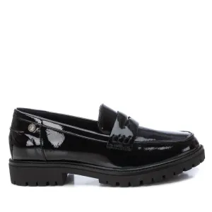 Women's Casual Patent Leather Moccasin Shoes In Black