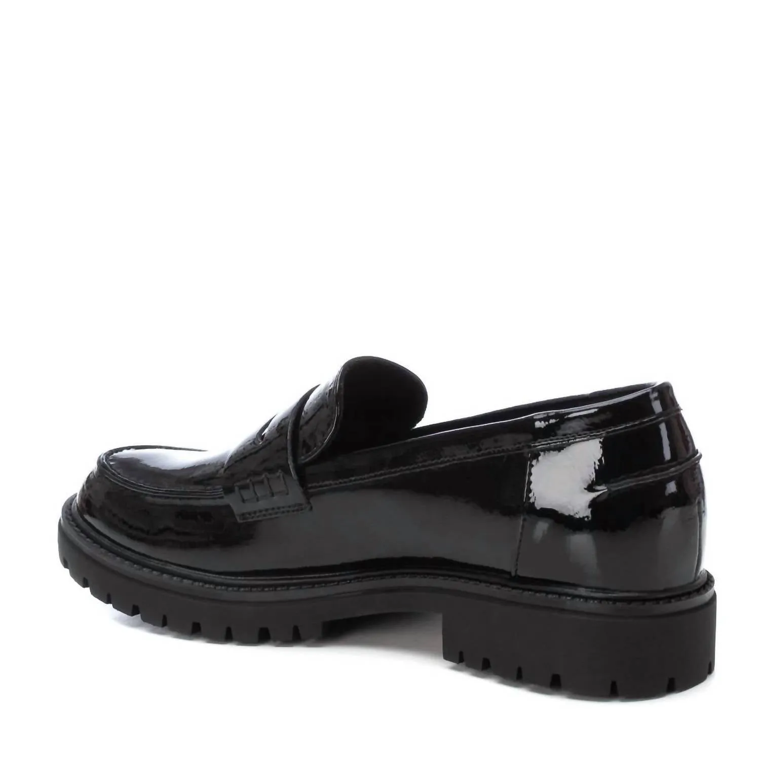 Women's Casual Patent Leather Moccasin Shoes In Black