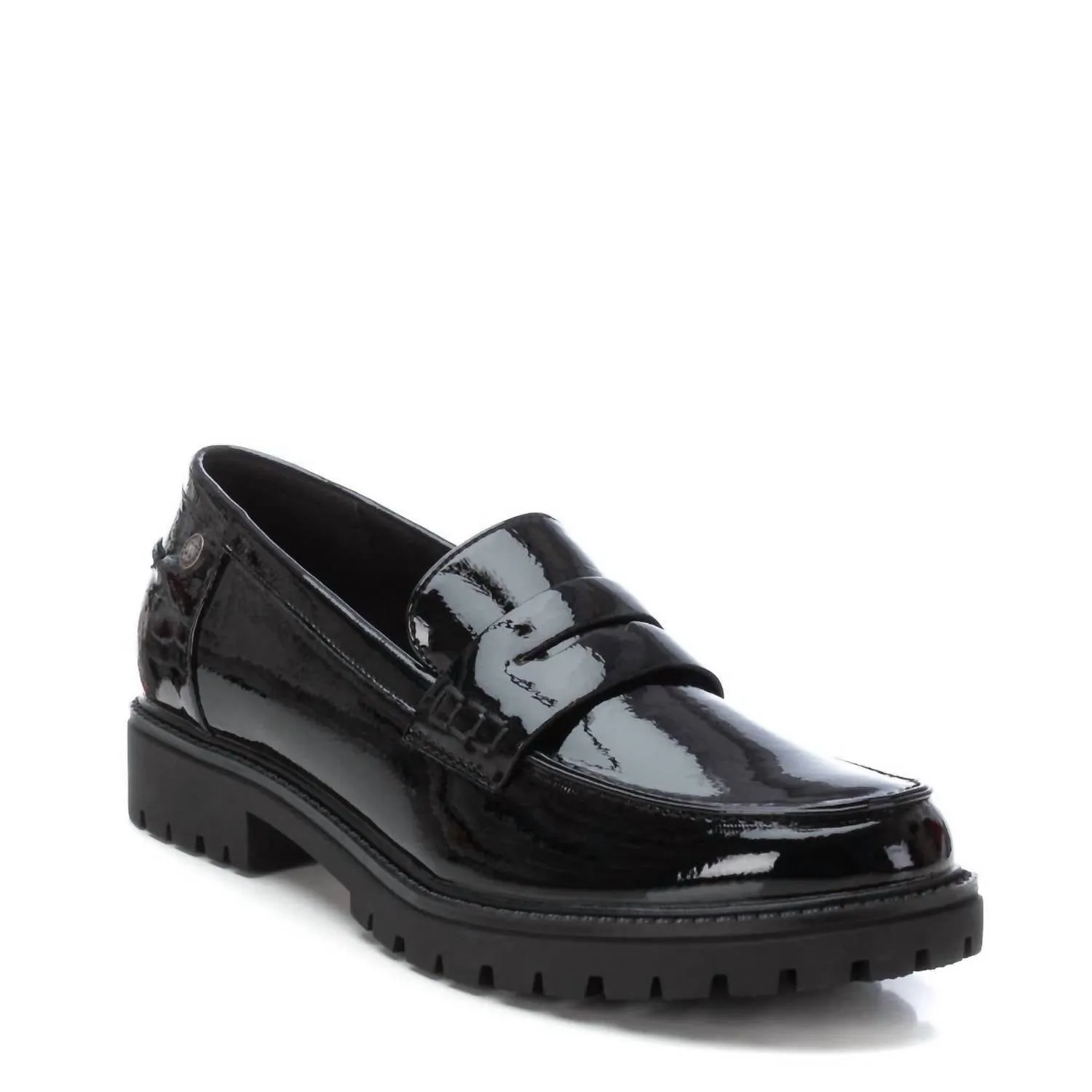 Women's Casual Patent Leather Moccasin Shoes In Black