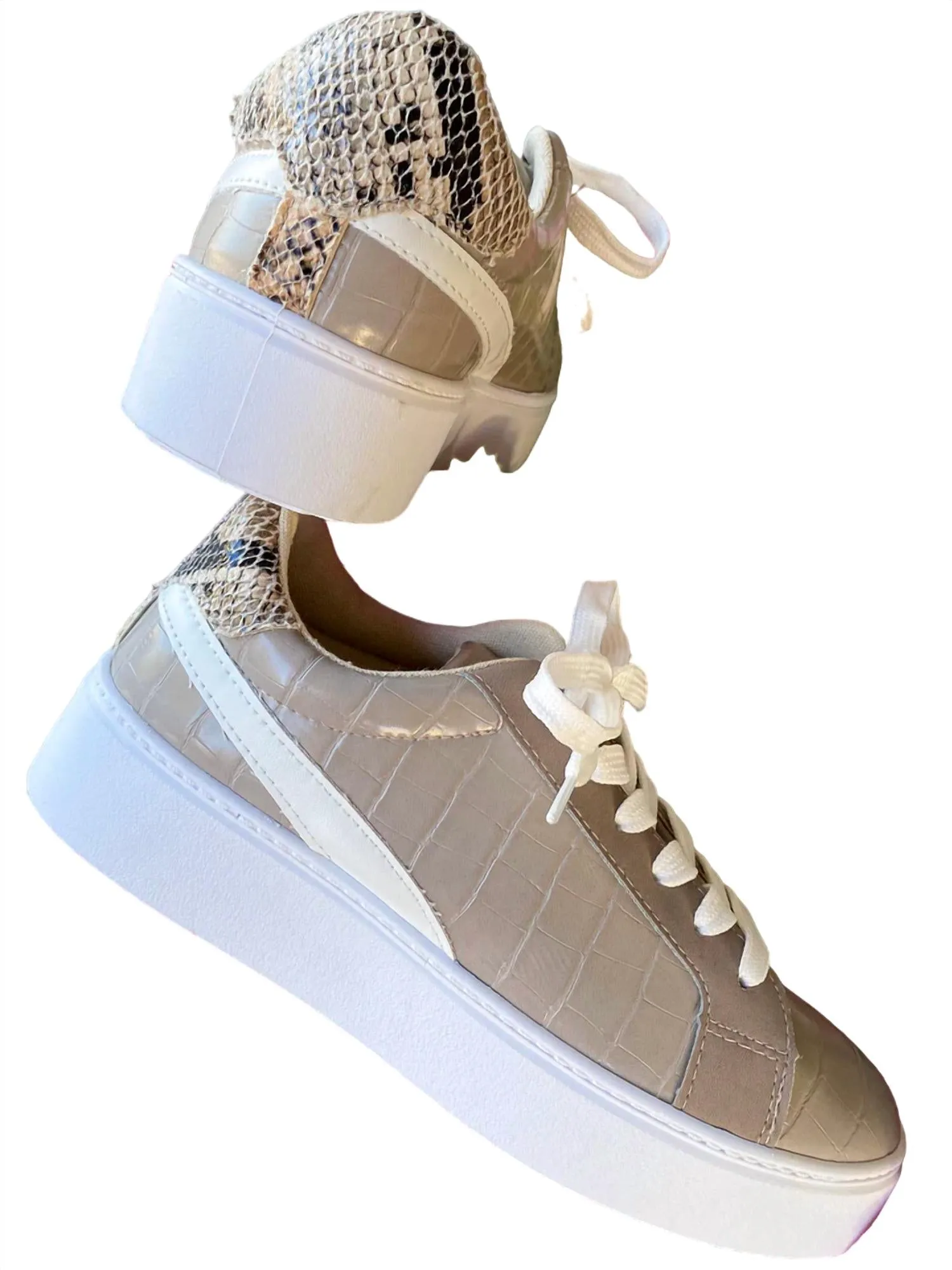 Women's Lace Up Sneakers In Tan