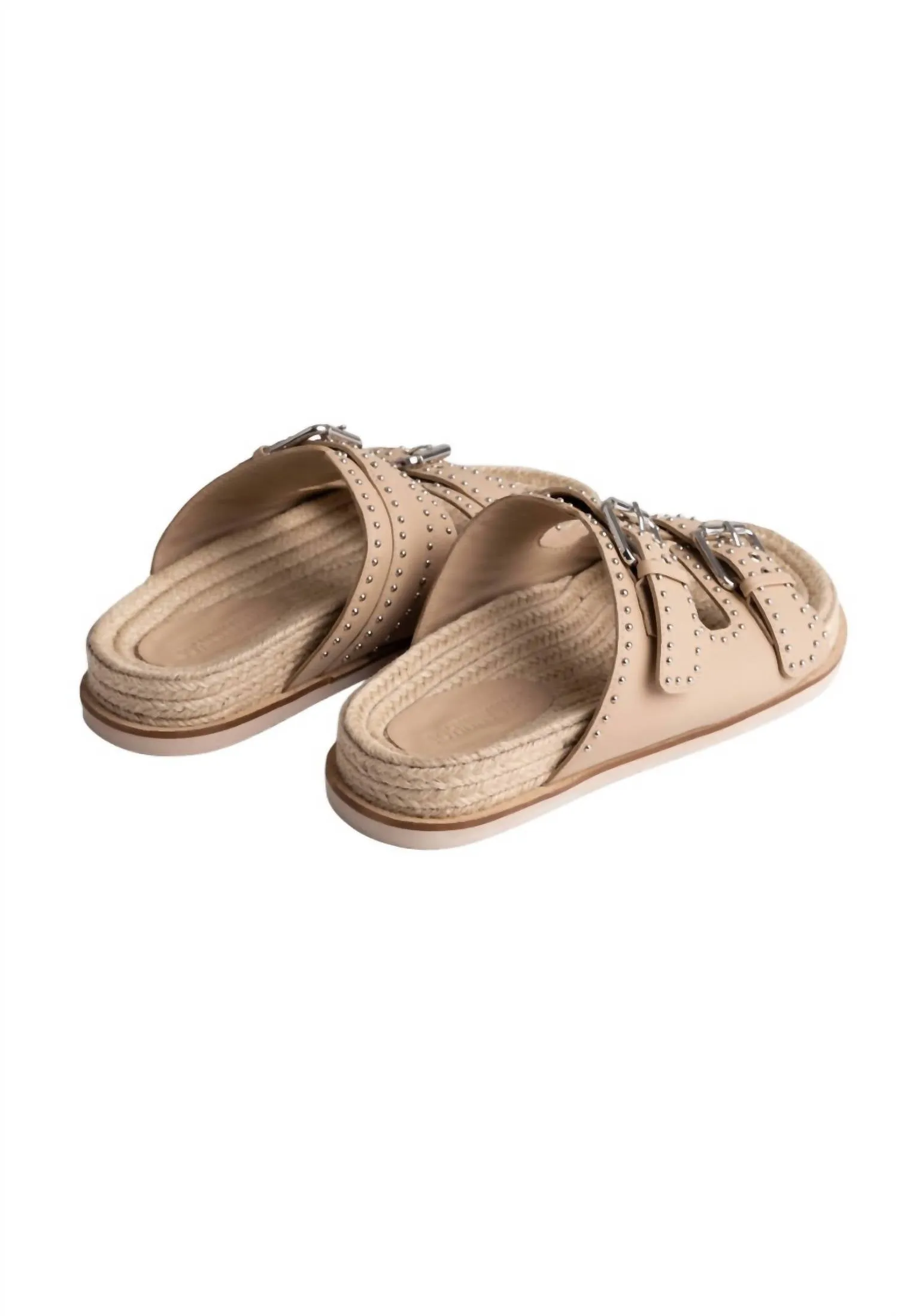 Women's Studded Everyday Buckle Slide Sandal In Natural
