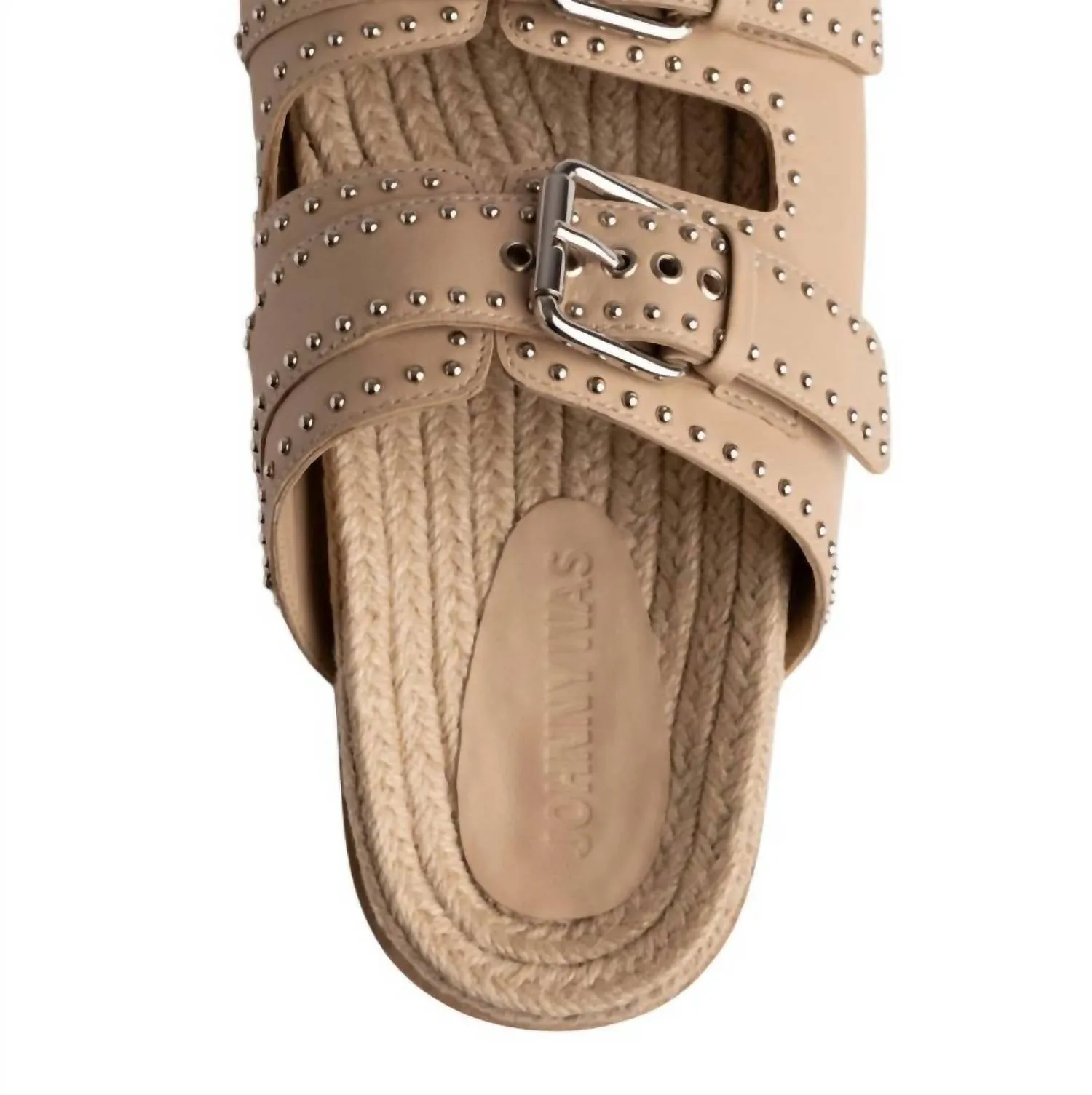 Women's Studded Everyday Buckle Slide Sandal In Natural