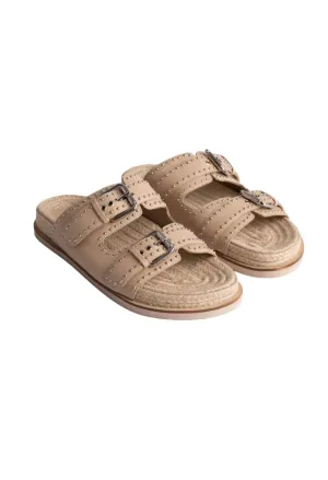 Women's Studded Everyday Buckle Slide Sandal In Natural
